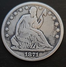 USA 1871‑S Seated Liberty Half Dollar VF Full LIBERTY Scarce S Mint 12.1g