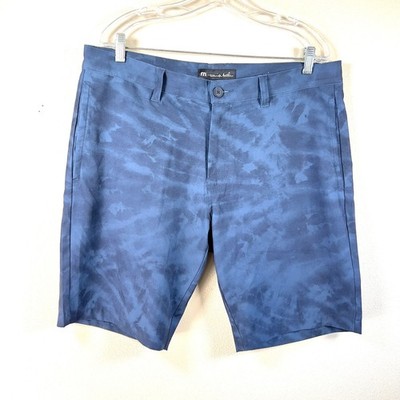 Travis Mathew Dock Head Mens Size 36 Tie Dye Casual Hybrid Golf Shorts Blue