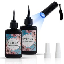 UV Resin Kit with Light-100g with UV Flashlight,Crystal Clear Resin Glue for ...