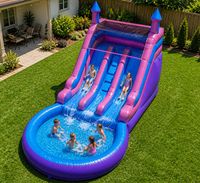Commercial Inflatable Bounce House Double Water Slides Combo Pool Outdoor Yard