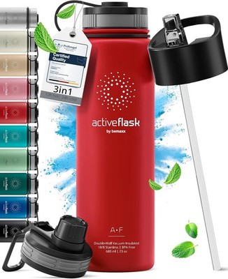BeMaxx Trinkflasche Edelstahl ACTIVE FLASK rot 680ml