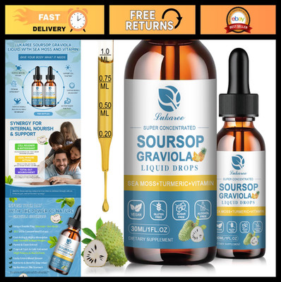 2 Pack Soursop Graviola Leaf Extract Drops & Pure Sea Moss for Immunity, Gut Hea