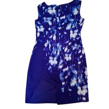 Ann Taylor Women's Blue Floral Sleeveless Dress Sz 4 Lined Party Wedding Formal