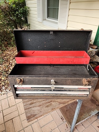 Vintage Sears Craftsman RALLY Tool Box Chest 2 Drawer Key Locks Toolbox ...