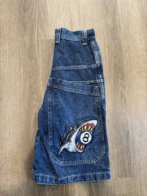 Y2K Baggy Fit JNCO Denim Shark 8-Ball Skater Shorts Size 28 | eBay