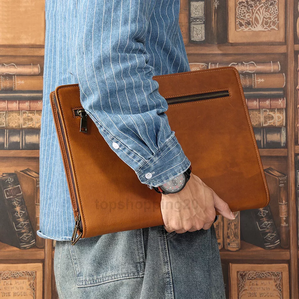 Genuine Leather Folder Business Portfolio Document Tablet Case For iPad Pro 12.9 - Image 2 of 4