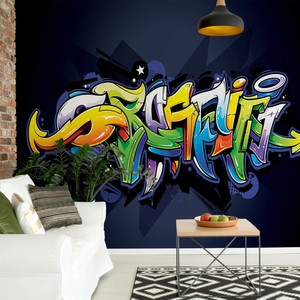Tapete Fototapete für Wohnzimmer Judendzimmer Graffiti Straßenkunst