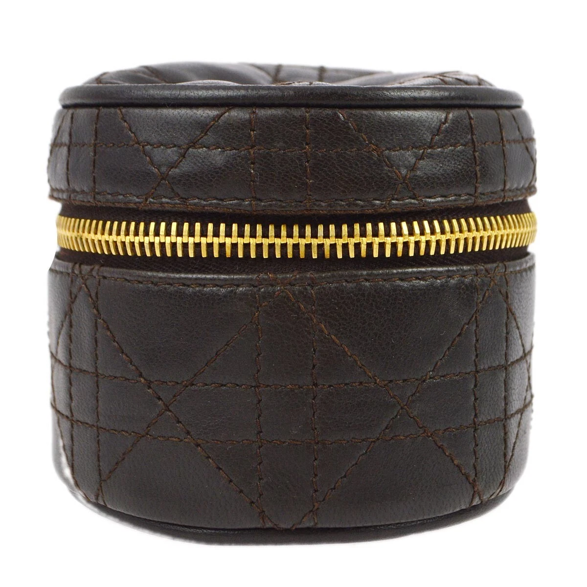 Sac sac à main cosmétique en peau de veau marron cannage 183019