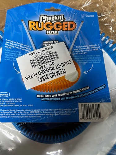 2x Chuckit Dog toy frisbee Rugged Flyer Disc medium size blue or orange play New - Picture 4 of 6