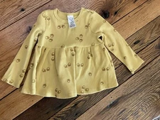 Girls Modern Moments Ribbed Top Sz 18 Months Yellow Acorn Print