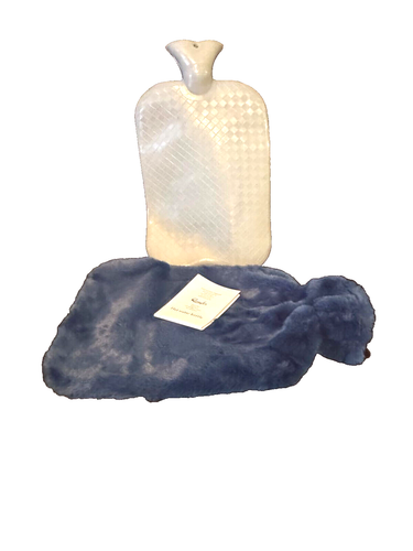 Hot Water Bottle Blue 3L Large Faux Fur Cover Cozy Hot Water Bottle Durable - Picture 5 of 7