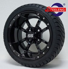 Golf Cart 12 Black Storm Trooper Wheels And 21535-12 Dot Low Profile Tires