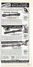 1960 United Binocular Company Variable Rifle Scopes Golden Vintage Print Ad
