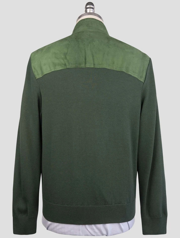 NEW CESARE ATTOLINI GREEN COTTON CASHMERE SILK LEATHER SUEDE COAT US 44 - EU 54 - Image 3 of 4