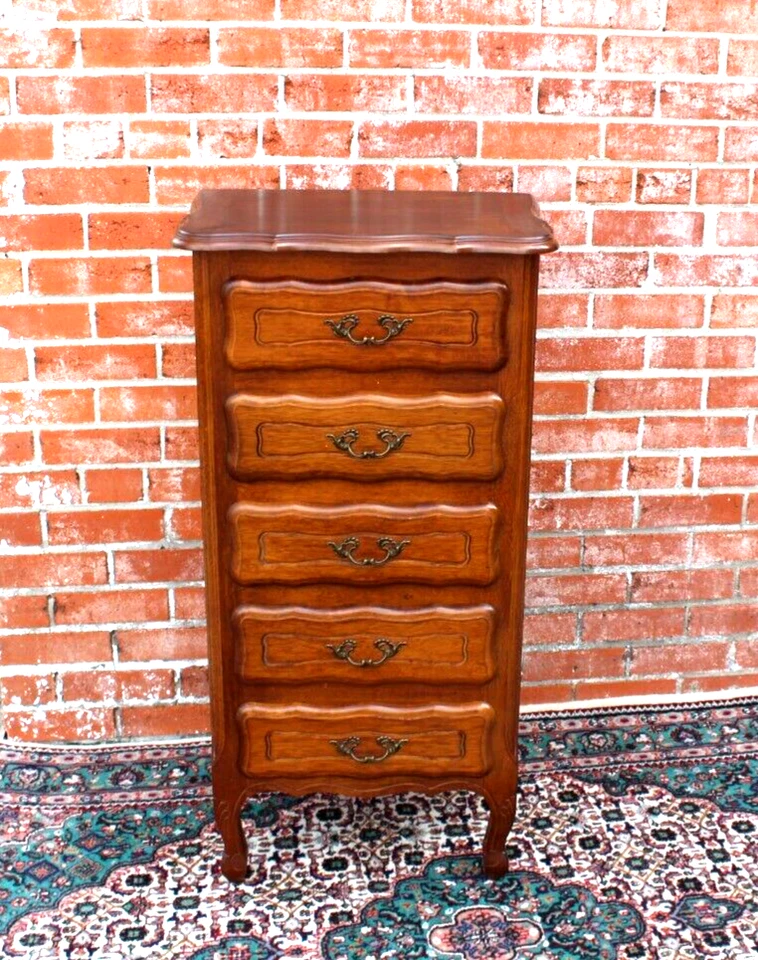 Cajonera de roble francés Luis XV 5 cajones | Mesita de noche pequeña vintage Foto 3 de 4