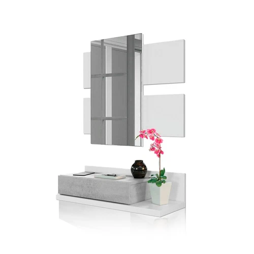 Recibidor con cajón + espejo, mueble colgante, mueble de entrada, Tekkan - Imagen 9 de 12