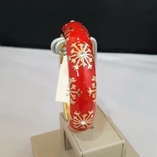 TALBOTS  Women's Gold Plated Red Enamel Snowflake Bangle Bracelet   MSRP $38.50