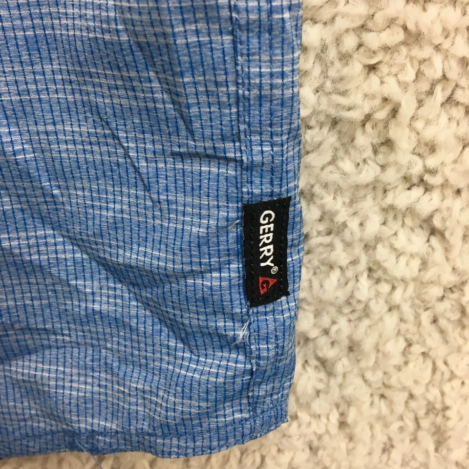 Рубашка Gerry на пуговицах большая для взрослых синяя в полоску с коротким рукавом повседневные карманы мужские - Изображение 4 из 4