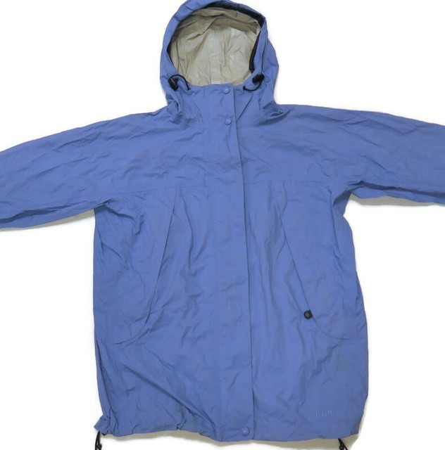 LL Bean Womens Blue Trail Model Rain Jacket Small Hooded Nylon eBay