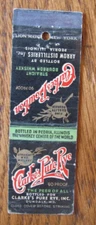 ALCOHOL MATCHBOOK COVER: CLARKE'S PURE RYE PEORIA, ILLINOIS 1930s MATCHCOVER -D1