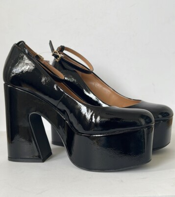 Escarpins Femme Jessica Simpson Noirs Vernis Bout Rond - Pointure 8.5 M (FR 38) - Talon Aiguille 10 Cm - Occasion