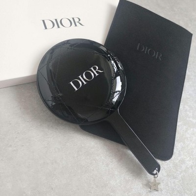 Dior Hand Mirror Novelty Glossy Quilted Star Charm 23 x 13 cm Black Japan NEW