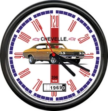 Licensed 1969 Chevelle Gold Muscle Car Chevrolet General Motors Sign Wall Clock
