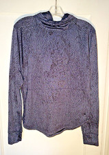 Lululemon Hoodie Pullover Sweatshirt Blue Crackle Print Size 8. d910