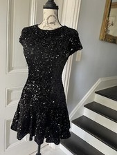 Mustard Seed Black Sequin Mini Dress  Little Black Dress Cocktail Evening Small