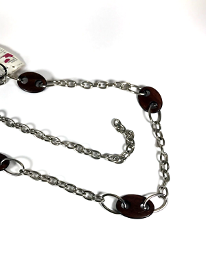 Amiee Lynn women\'s silver chain link belt Sz M-L Aimee Lynn Silver tone metal chain belt with circles NWT  main image 2
