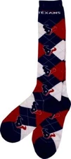 Houston Texans NFL For Bare Feet Argyle Women's Knee High Socks SZ Med