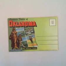 Vtg 1950 Souvenir Color Fold-Out Postcard Album Oklahoma The Sooner State MCM OK