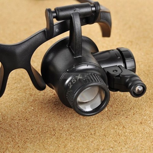 10X 15X 20X 25X LED Doble Ojo Joyero Reloj Reparación Lupa Gafas Lupa Lente - Imagen 4 de 10