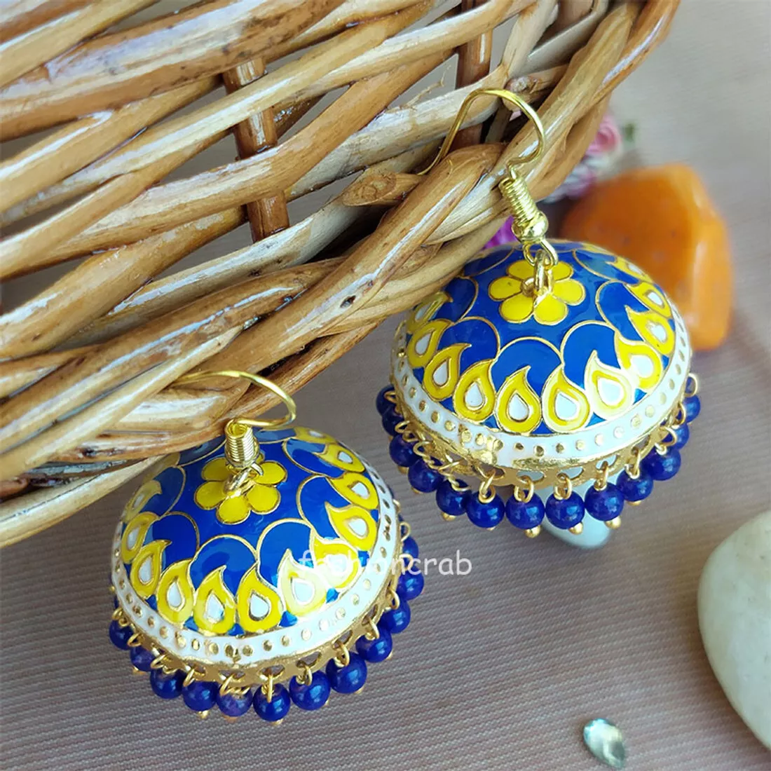 Blue earrings for best sale saree