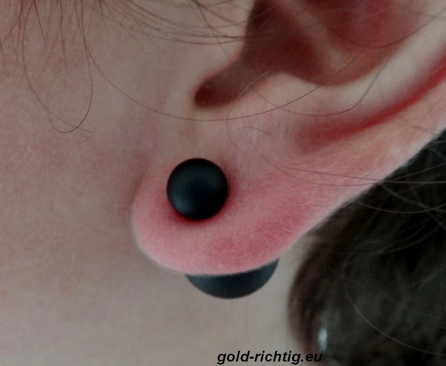 DOPPELPERLEN OHRSTECKER schwarz matt (Ohrringe Perlenohrstecker Doppel Perlen) - Bild 2 von 4