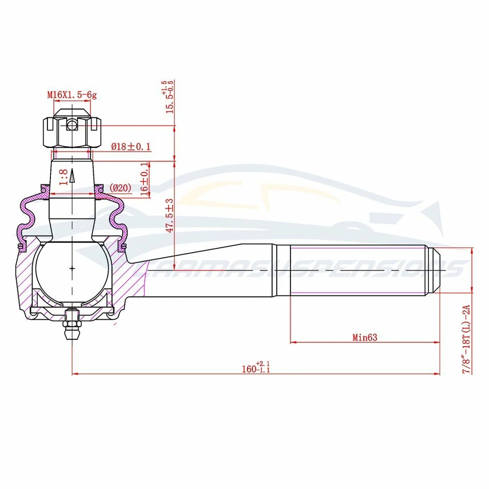 Se adapta a Chevrolet K10 1975-1986 marca 8x rótula superior inferior extremo de varilla de amarre Foto 3 de 4