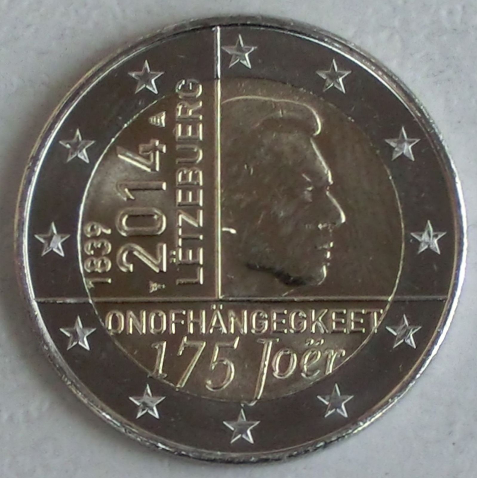 2 Euro Monnaie Commémorative Luxembourg 2014 175 Ans Indépendance Bi-métal