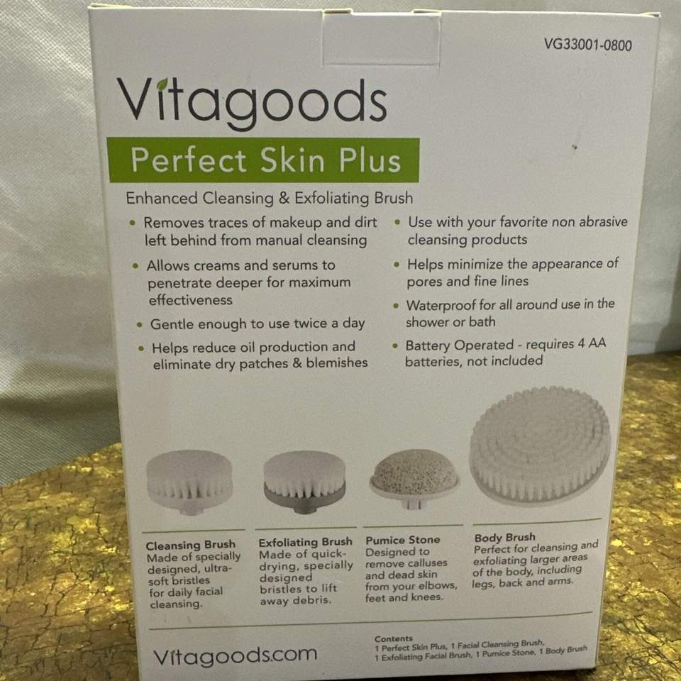 Cepillo limpiador y exfoliante Vitagoods Perfect Skin Plus para rostro y cuerpo Foto 4 de 4