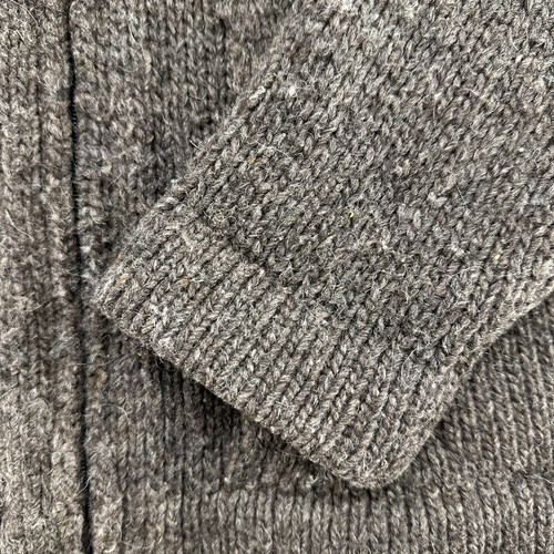 Maglione lana VINTAGE donna M? Maglia grossa marrone con cappuccio e zip intera fatta a mano - Foto 6 di 10
