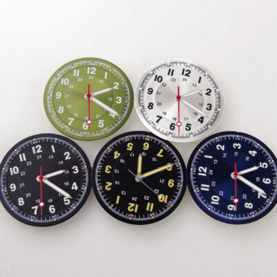 29mm Black Green Luminous Dial Fit Vintage Pilot Style NH35 NH36 2824 2836 8215