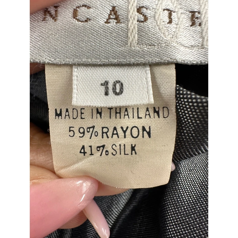 Doncaster Womens Dress Pants Size 10 Rayon Silk Gray Herringbone Career - Image 4 of 4