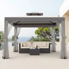 10x10 Canopy Gazebo Tent Shelter w/ Mosquito Netting Outdoor Patio Coffee Party