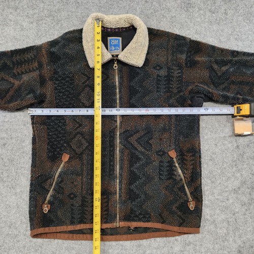 VTG 90s Alf Kuhl Mens L Large Fleece Sherpa Aztec Full Zip Jacket USA Made - Picture 9 of 14