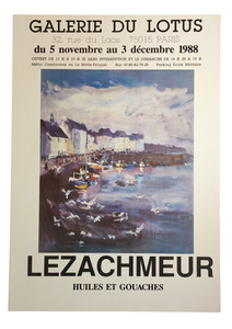 Guy LEBORGNE dit LEZACHMEUR — Affiche originale d'exposition, Galerie du Lotus, Paris — vue 2 sur 6