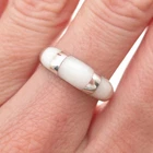925 Sterling Silver Vintage Real MOP Oxidized Ring Size 7