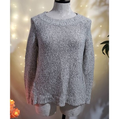 LOFT Ann Taylor Chunky Knit Hi-Low Pullover Sweater Womens M Heather Gray Cozy