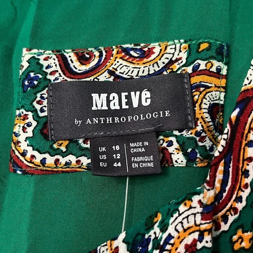 Anthropologie Maeve Dress Size 12 Seventies Paisley Green Shift Short Sleeve NWT - Picture 4 of 13
