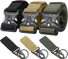 3-Pack Military Style Tactical Belts for Men, Quick-Release Metal Buckle with Mo