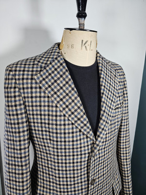Vintage AQUASCUTUM Wolljacke Herren 38/40 Karo Streifen schwer Sonderanfertigung 60er Jahre