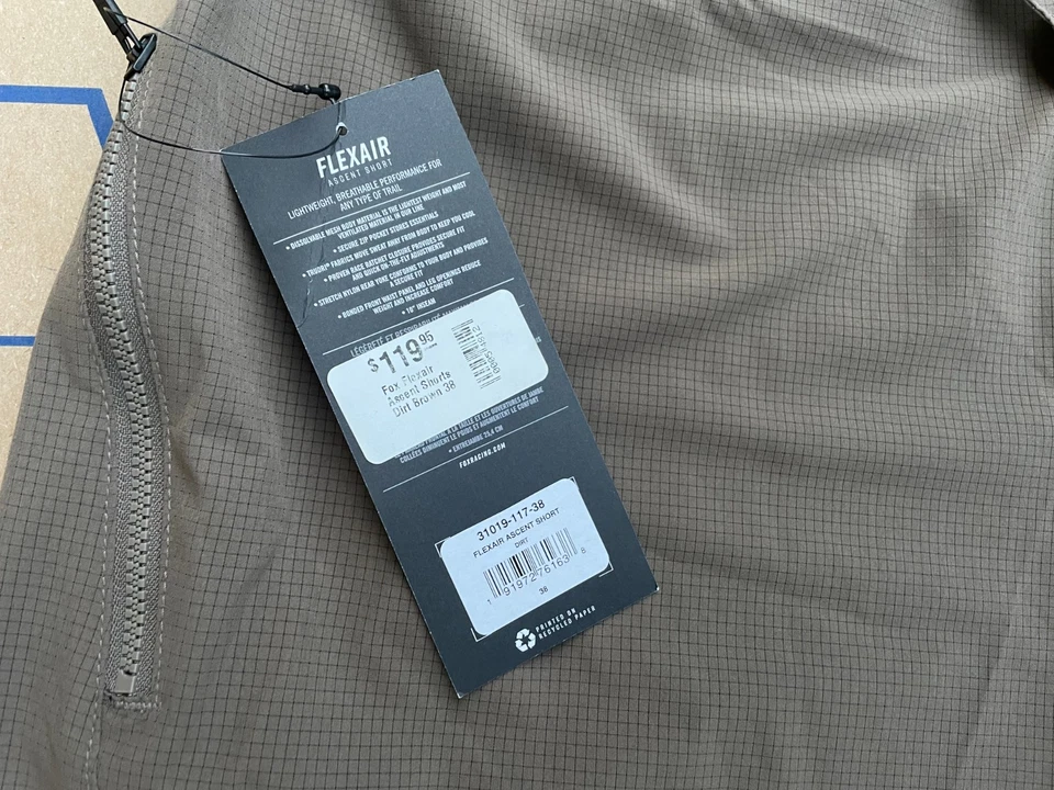 Шорты для горного велосипеда Fox Racing Flexair Ascent 31019-117 мужские размер 38 грязно-коричневые для велоспорта - Изображение 3 из 3